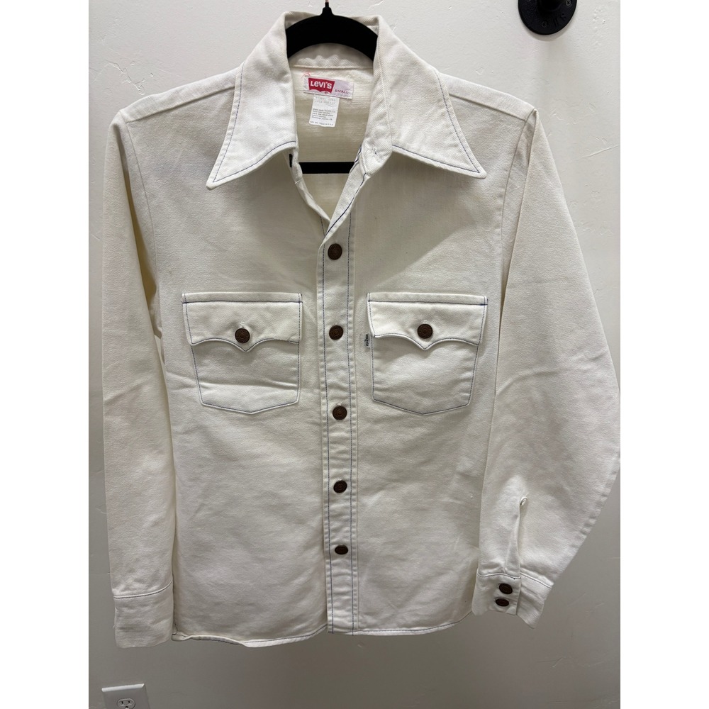 Vintage 60s Levis Big E White Denim Shacket Jacket Small Made in‎ USA Rare 70565